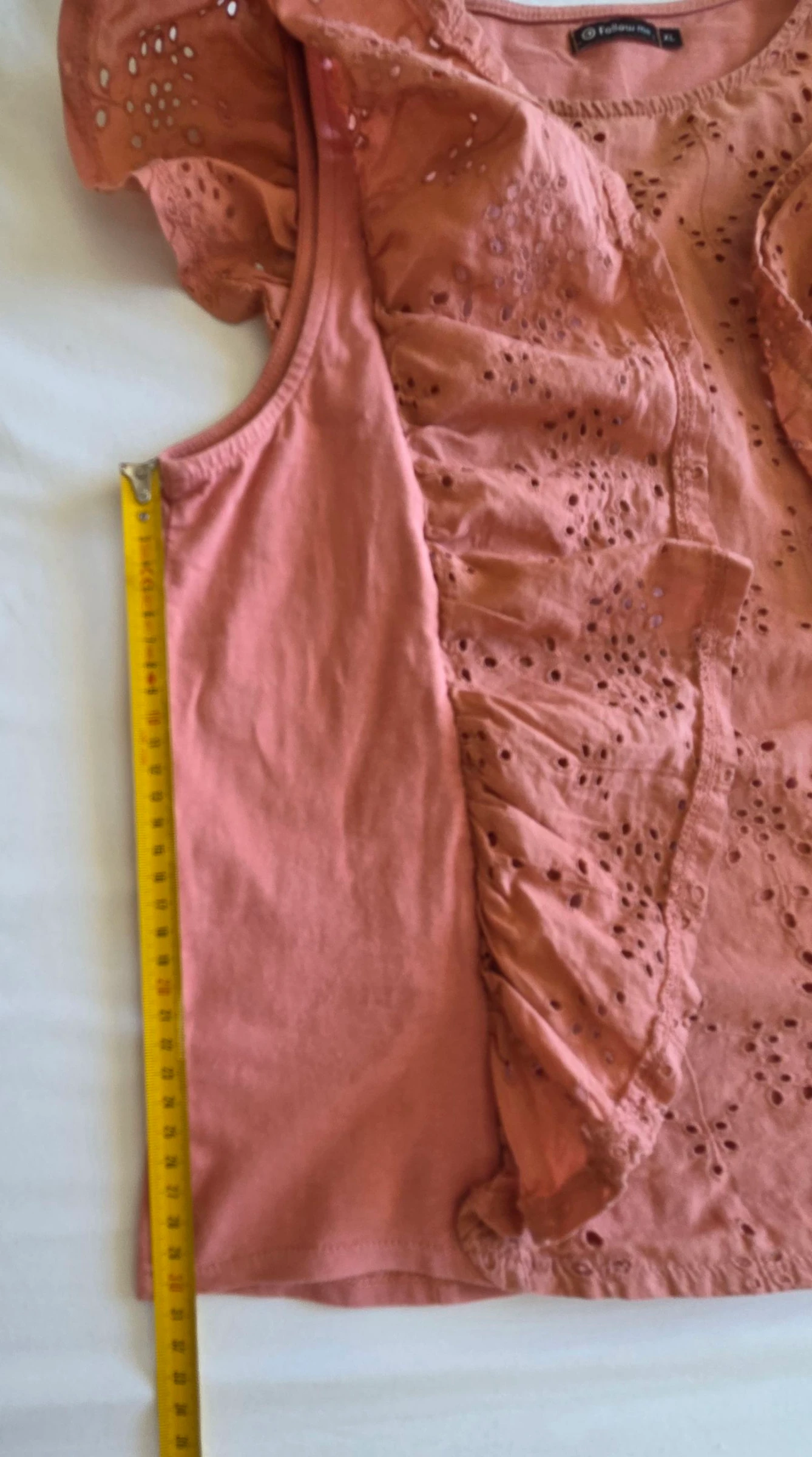 Top rosa terracota GG 42 44 Gémo blusa com babados bordado inglês – photo 11